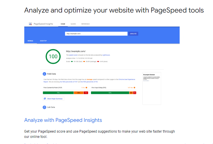 Analyze and optimize your website with PageSpeed tools