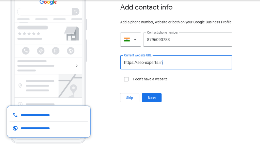 Add contact info - Google Business Profile