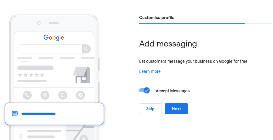 Customise Google Business Profile - Add messaging